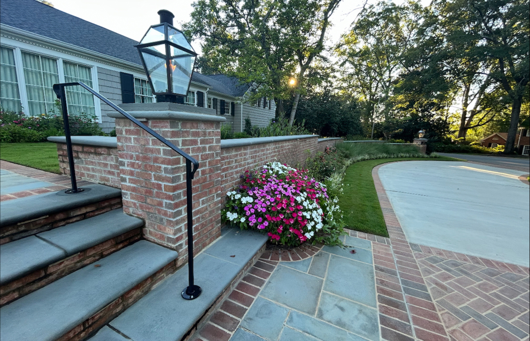 Brick wall in front of the Barnett house